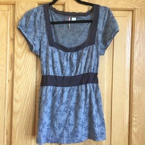 Tie back lace rim shirt sz M Anthropologie RicRac